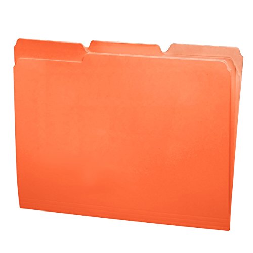 File Folders, 1/3 Cut Top Tab, Letter Size, Perfect for Organizing Documents in File Drawers, Box of 100 (Orange)