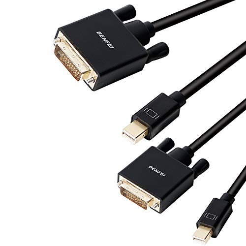 Mini DisplayPort to DVI 2 Pack Cable, Benfei Mini DisplayPort to DVI 6 Feet Cable (Thunderbolt 2 Compatible) with MacBook Air/Pro, Surface Pro/Dock, Monitor, Projector