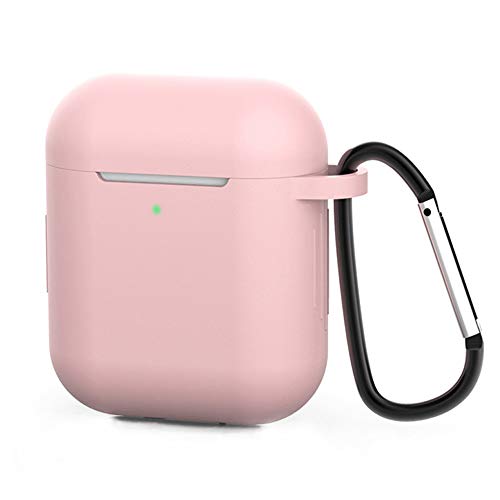 Book Cover ZALU Compatible for AirPods Case with Keychain, Shockproof Protective Premium Silicone Cover Skin for AirPods Charging Case 2 & 1 (1 Pack, Pink)