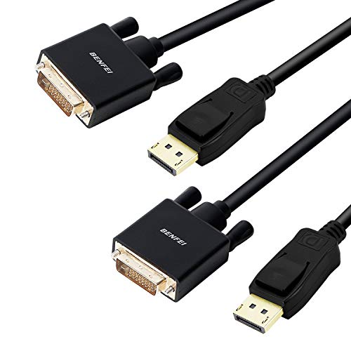 Book Cover DisplayPort to DVI 6 Feet Cable 2 Pack, Benfei Dp Display Port to DVI Converter Male to Male Gold-Plated Cord 6 Feet Black Cable Compatible for Lenovo, Dell, HP and Other Brand