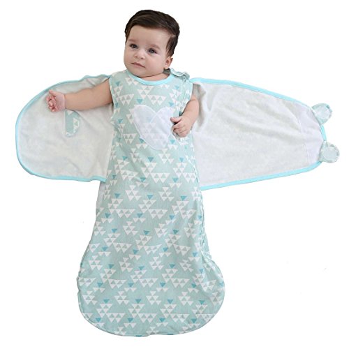Enrich YLife Baby 100% Cotton Sleeping Bag Sleepsack Swaddle Wearable Blanket for Boys and Girls, 4 Season, 3-12 Months (Green)