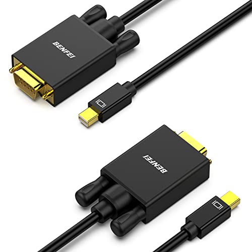 Mini DisplayPort to VGA 2 Pack Cable, Benfei Mini DisplayPort to VGA 6 Feet Cable (Thunderbolt 2 Compatible) with MacBook Air/Pro, Surface Pro/Dock, Monitor, Projector