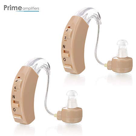 Best Hearing Amplifier - Set of 2 BTE Personal Sound Amplifiers - Small Digital Device - For Adults Men & Women