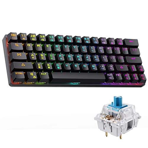 DIERYA 60% Mechanical Gaming Keyboard True RGB Backlit Bluetooth 4.0 Wired/Wireless LED Computer Keyboard for Multi-Device iPhone Android Mobile PC Laptop(Blue Switch)