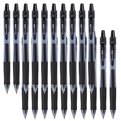 Book Cover Smart Color Art 45 Pack Black Gel Pens, Retractable Medium Point Gel Ink Pens Smooth Writing for School Office Home, Comfort Grip