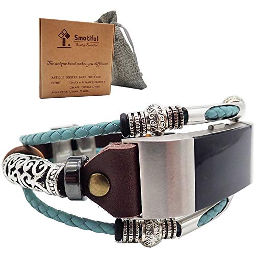 Smatiful Charge 2 Bands with Paper Case and Carrying Bag for Boys Girls, Adjustable Replacement Watches Band with Metal Clasp for Fitbit Brand Charge 2 HR Fitness, Green Mint (Teal)