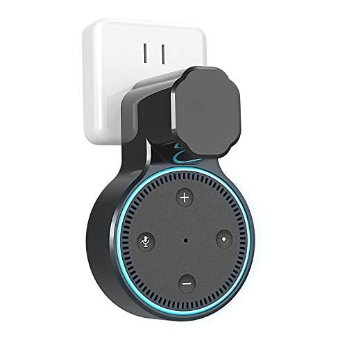 Book Cover Echo Dot Wall Mount Outlet Holder for 2nd Generation, YIHUNION Hanger Bracket Stand Case for Home Voice Assistants, A Space Saving Solution for Smart Home Speakers Without Messy Wires Screws (Black)