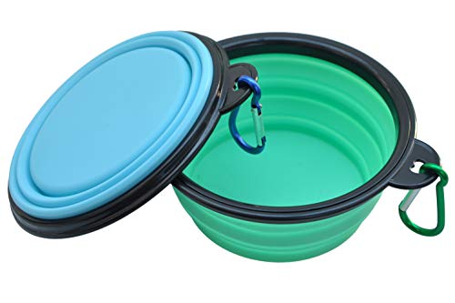 Book Cover WootPet Collapsible Dog Bowl, BPA Free, Food Grade Silicone, Foldable Expandable for Dog/Cat Food Water Feeding, Portable Travel Bowl for Camping