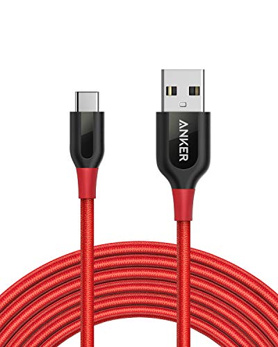 Book Cover Anker Powerline+ USB-C to USB-A [10ft], Double-Braided Nylon Fast Charging Cable, for Samsung Galaxy S10/ S9 / S9+ / S8 / S8+ / Note 8, iPad Pro 2018, MacBook, LG V20 / G5 / G6, and More(Red)