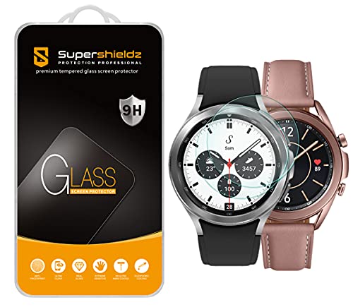 Supershieldz (2 Pack) Designed for Samsung Galaxy Watch 3 (41mm) / Galaxy Watch 4 Classic (42mm) / Galaxy Watch (42mm) Tempered Glass Screen Protector, Anti Scratch, Bubble Free