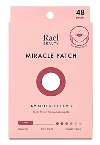 Book Cover Rael Acne Pimple Healing Patch - Absorbing Cover, Invisible, Blemish Spot, Hydrocolloid, Skin Treatment, Facial Stickers, Two Sizes, Blends in with skin (48 Patches)