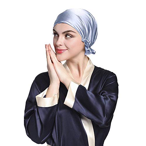 Book Cover LilySilk Silk Sleeping Cap for Hair Stretchy -Night Cap- for Women 100 Real Silk Bonnet Sleep Cap- for Curls