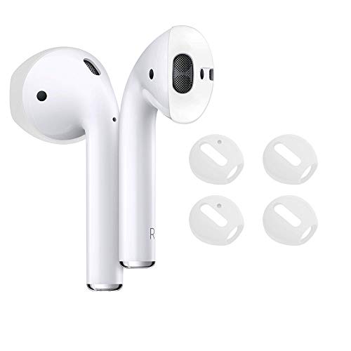 Book Cover DamonLight {Fit in The case} Airpods Earpods Covers Anti-Slip Silicone Soft Sport Covers Accessories for AirPods Earbud AirPods Ear Tips 2 Pairs (White)