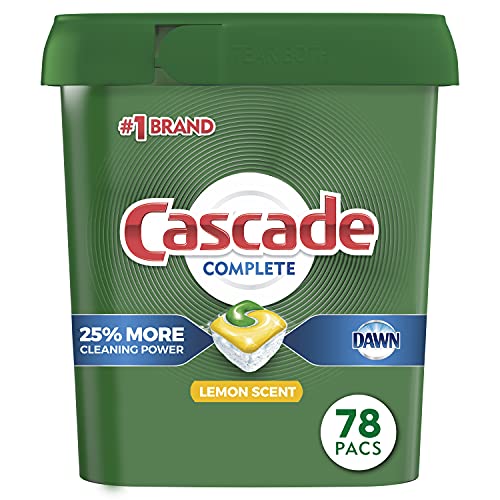 Book Cover Cascade Complete Dishwasher Pods, Actionpacs Dishwasher Detergent, Lemon Scent, 78 Count