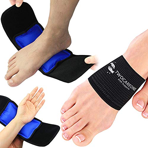 Arch Supports Ice Hot Pack Twocareone - Compression Planter is Treat Plantar Fasciitis - Cold Wrap Pack for Feet Pain Relief Therapy - Can be used with Shoe Insert Sleeve - Night Brace Splint Product