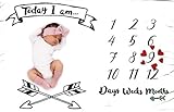 Neutral Baby Monthly Milestone Blanket | Large & Soft | NO Ironing Needed |Comes with Props| Months Blanket with Frame and Props Watch me Grow Baby Blanket with Months/Newborn boy Gift