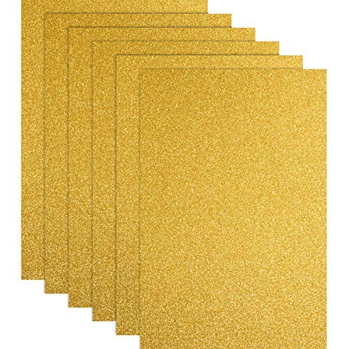 Christmas Glitter Heat Transfer Vinyl HTV for T-Shirts 10 x 12 Inches 6 Sheets (Gold)