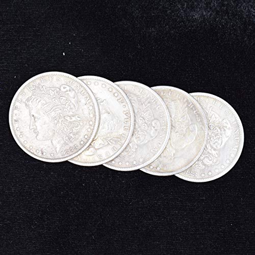 Book Cover WSNMING 5 Pcs Steel Morgan Dollar ( 3.8cm Dia) Magic Tricks Can Be Sucked Props Accessories Used Appearing/Disappearing Coin Magie Props