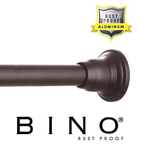 BINO Rust Proof Aluminum Tension Shower Curtain Rod - Bronze - 42" to 72" - Adjustable Bathroom Curtain Rod Shower Rod Tension Rod Pole Tension Shower Rod
