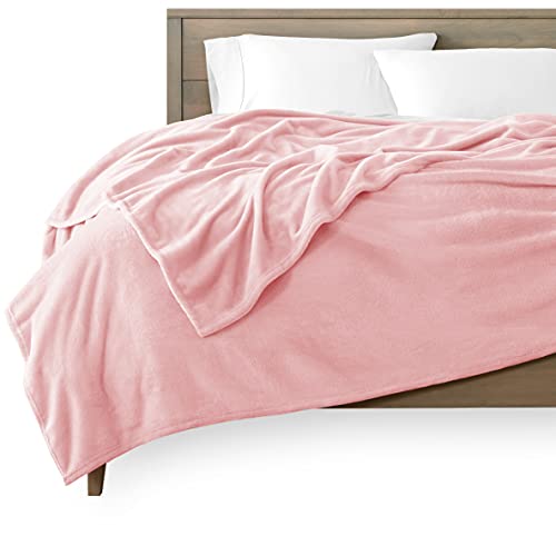 Book Cover Bare Home Microplush Fleece Blanket - Twin/Twin Extra Long - Ultra-Soft Velvet - Luxurious Fuzzy Fur - Cozy Lightweight - Easy Care - All Season Premium Bed Blanket (Twin/Twin XL, Light Pink)