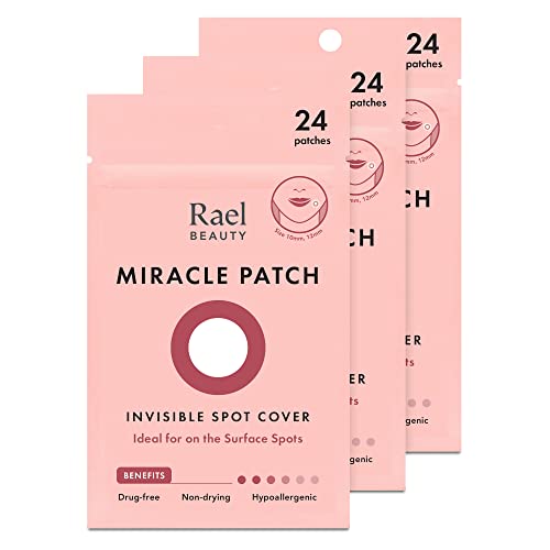 Book Cover Rael Acne Pimple Healing Patch - Absorbing Cover, Invisible, Blemish Spot, Hydrocolloid, Skin Treatment, Facial Stickers, Two Sizes, Blends in with skin (72 Patches)