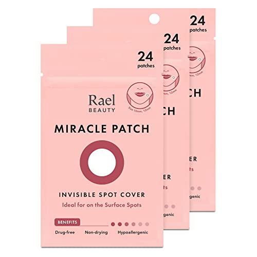 Rael Acne Pimple Healing Patch - Absorbing Cover, Invisible, Blemish Spot, Hydrocolloid, Skin Treatment, Facial Stickers, Two Sizes, Blends in with skin (72 Patches)
