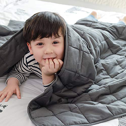 Fabula Life Kids Weighted Blanket(7lbs, 60â€x41â€) for Kids Weigh Around 60lbs| Cotton Heavy Cozy Blanket| Premium Glass Beads| Calm Deep Sleep