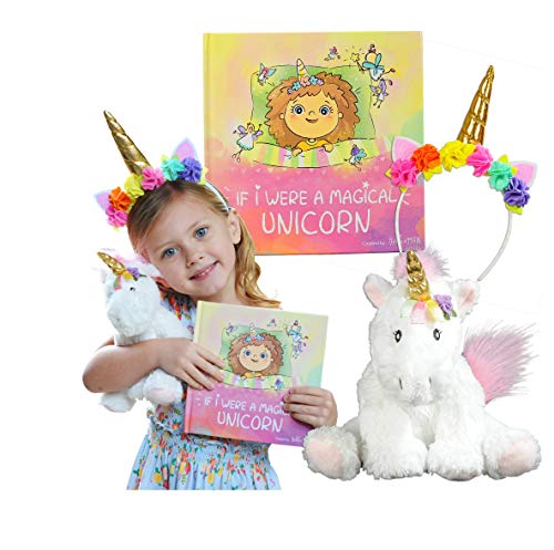 Unicorn Gift Set - Includes Book, Stuffed Plush Toy, and Headband for Girls - If I were A Magical Unicorn - Great for Birthday, Christmas, Imaginative Play