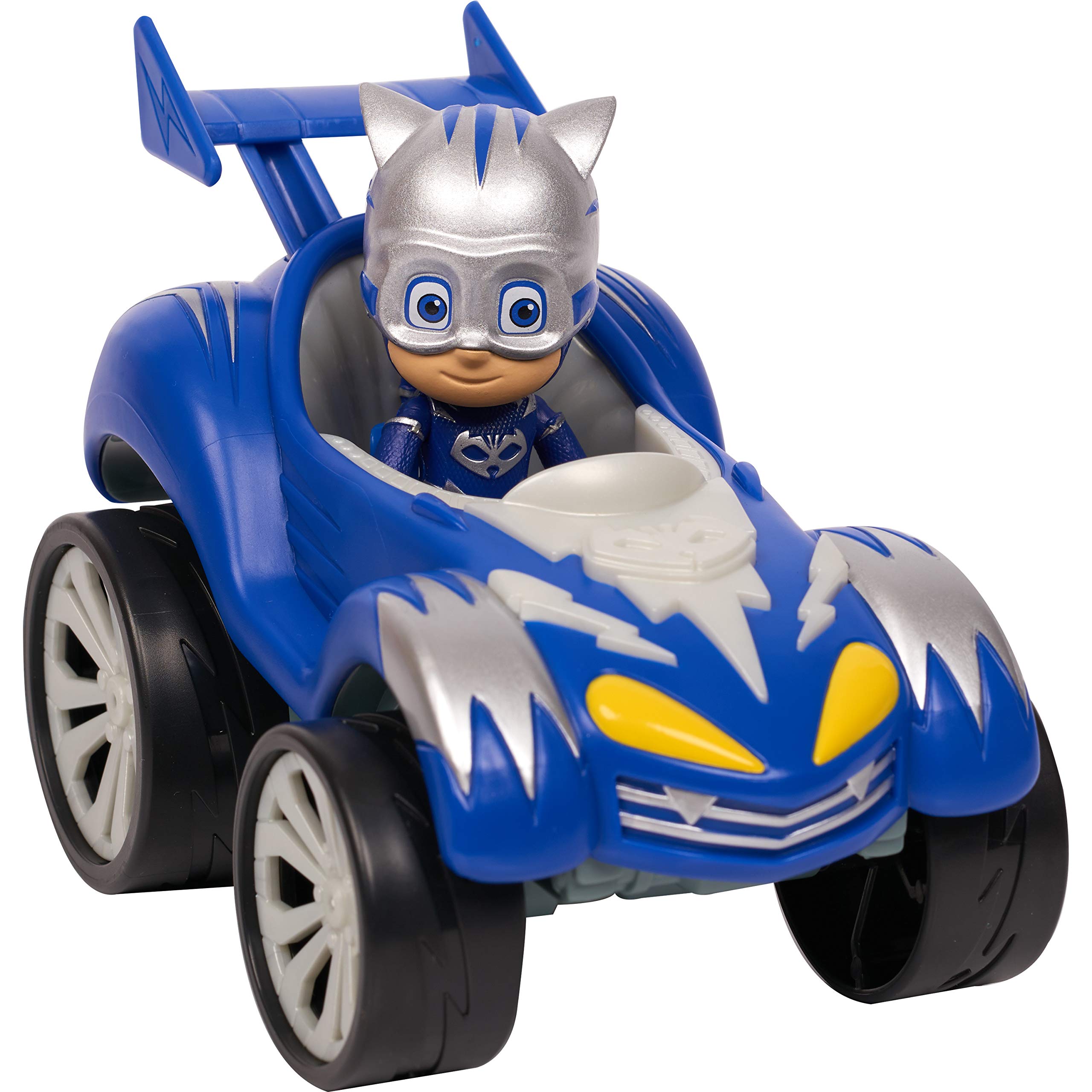 Book Cover PJ Masks Power Racers Vehicles, Articulated Catboy Figure and Cat-Car, Blue
