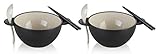 Ozeri Earth Ramen Bowl Set, Made from Plant-Derived and Other Natural Materials,993 ml, One Size, Black with Beige, 6-Piece