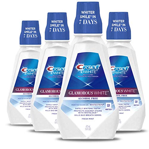 Crest 3D White Luxe Glamorous White Multi-Care Whitening Fresh Mint Flavor Mouthwash, 16 fl oz. (Pack of 4)