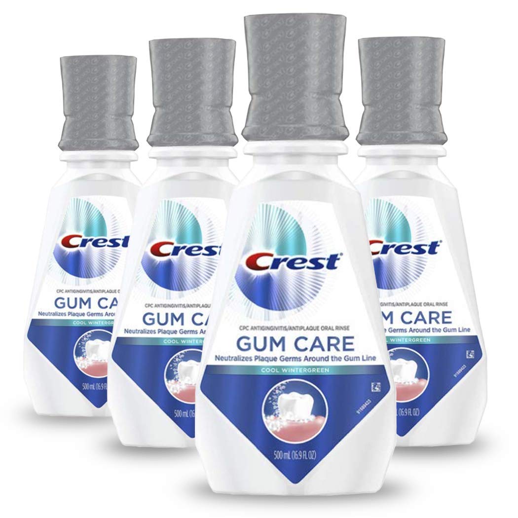 Book Cover Crest Gum Care Mouthwash, Cool Wintergreen, CPC (cetylpyridinium chloride) Antigingivitis/Antiplaque Oral Rinse 16.9 fl oz (Pack of 4)