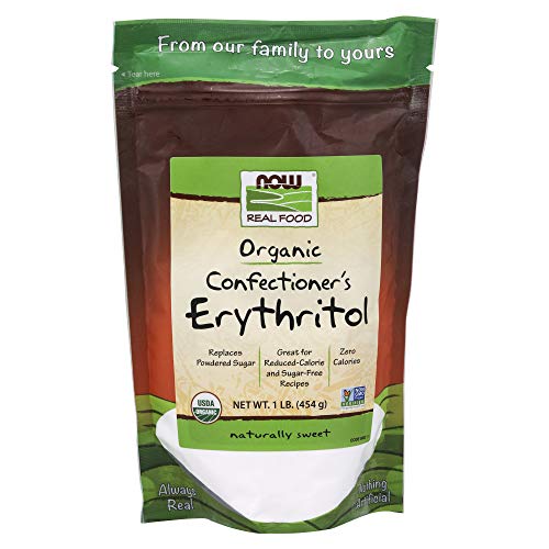 Book Cover NOW Natural Foods, Organic Confectioner's Erythritol Powder, Replacement for Powdered Sugar, Zero Calories, 1-Pound (Packaging May Vary)