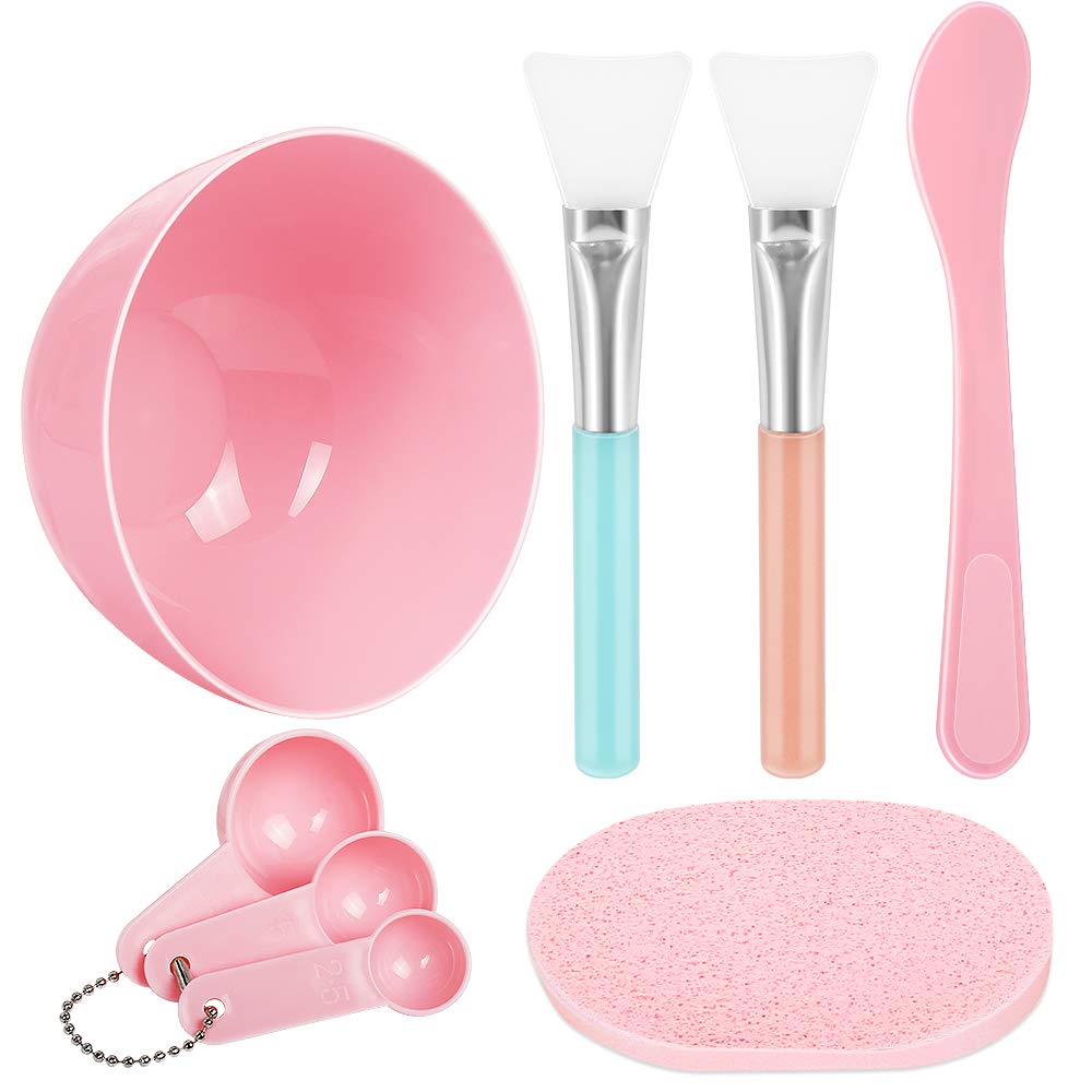 Book Cover Teenitor Facemask Mixing Tool Sets, DIY Face Mask Mixing Bowl Set include Facial Mask Mixing Bowl Stick Spatula SiliconeCream Mask Brushes Gauges Puff, Pack of 8, Pink