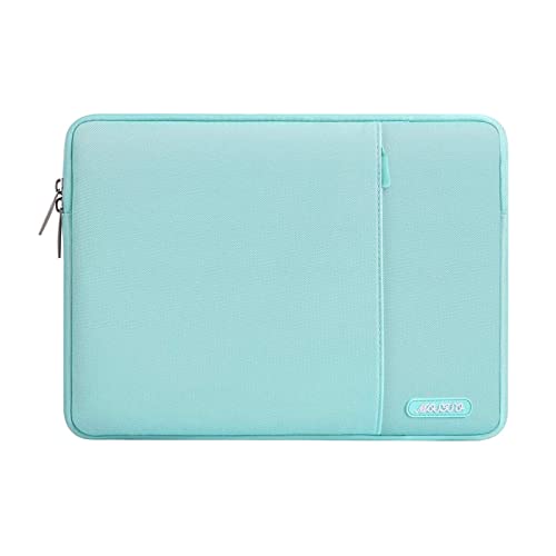 MOSISO Laptop Sleeve Bag Compatible with MacBook Air 13 inch M2 A2681 M1 A2337 A2179 A1932/Pro 13 M2 M1 A2338 A2251 A2289 A2159 A1989 A1706 A1708, Polyester Vertical Case with Pocket, Mint Blue
