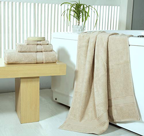 Book Cover Value 8 Piece Towel Set (Linen) 2 Large Bath Towels 2 Hand Towels 4 washcloths - Cotton- Soft Absorbent for Bathroom Hotels Spa by Avira Home