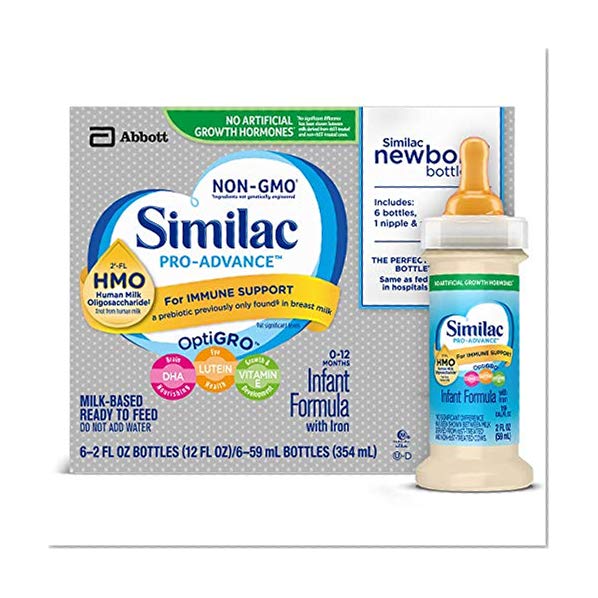 Book Cover Similac Pro-Advance Infant Formula with 2’-FL HMO for Immune Support, Ready to Feed Newborn Bottles, 2 fl oz, (48 Count)
