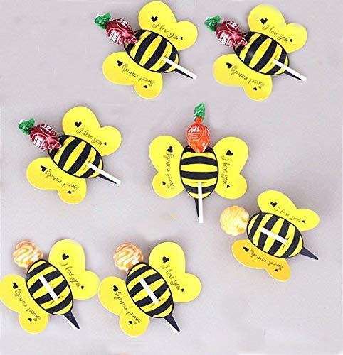 Bee Lollipops Cards,Super Cute Insect Candy Lollipop Perfect for Baby Shower, Wedding and Birthday Party Decoration-(Approx.50PCS)