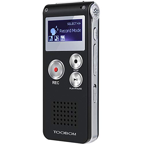 Voice Recorder TOOBOM R01 Digital Voice Activated Recorder - Sound Audio Dictaphone Double Sensitive Microphone Metal Body A-B Repeat Mini Lecture Recorder