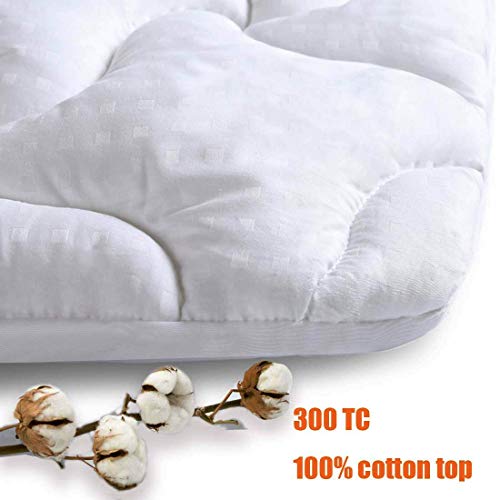 Book Cover INGALIK Mattress Pad California King Size Fitted Mattress Topper Cotton Top Pillow Top Quilted 8-21Inch Deep Pocket Down Alternative Cooling Mattress Pad Cover