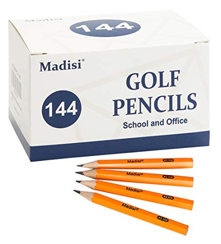 Madisi Golf Pencils, 2 HB Half Pencils, 3.5" Mini Pencils, Pre-Sharpened, 144 Count
