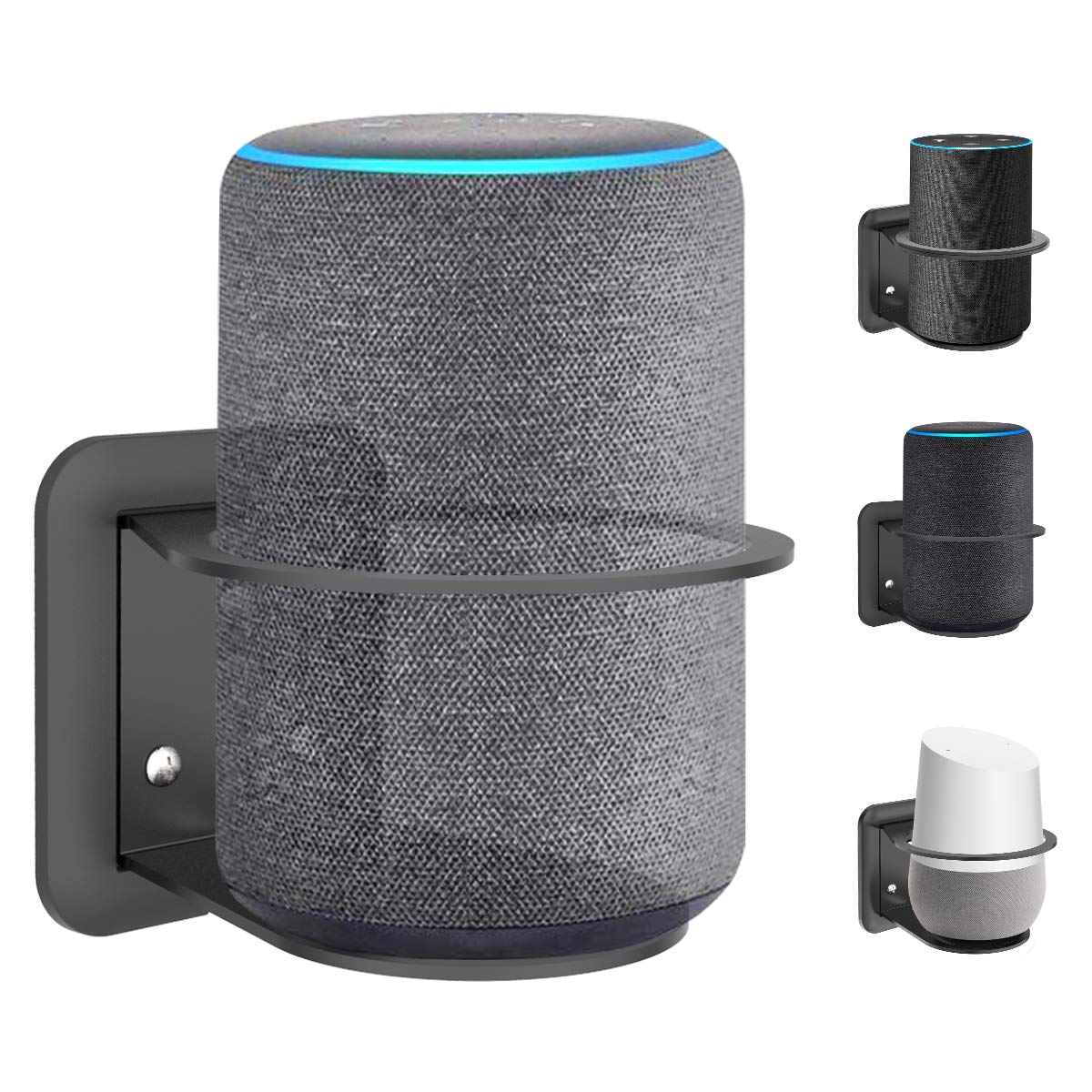 Book Cover Wall Mount Holder Stand for Echo (3rd Gen), Echo Plus (2nd Gen), Echo 2nd Generation, and Google Home– A Space-Saving Solution for Echo Plus, Echo 2nd/3nd Generation and Google Home -Black