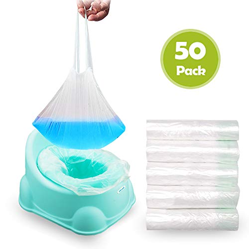 Potty Liners Disposable, Travel Potty Chair Liners with Drawstring Universal Training Toilet Seat Potty Bags Cleaning Bag for Kids Toddlers