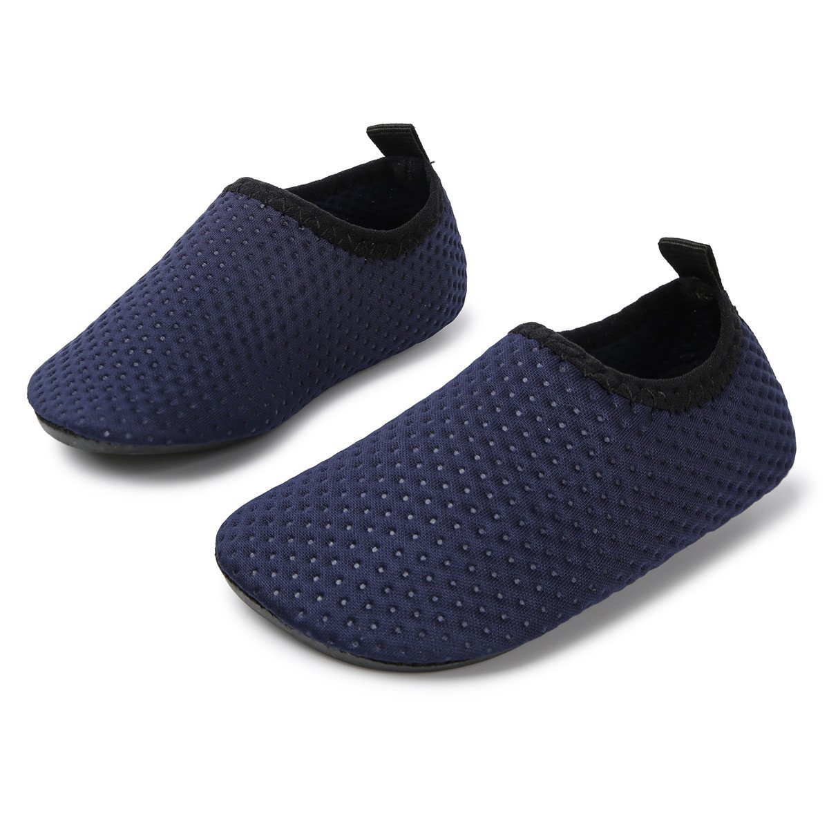 JIASUQI Baby Boys and Girls Barefoot Swim Water Skin Shoes Aqua Socks for Beach Swim Pool 12-18 Months Infant Dot Navy