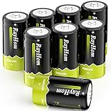 RayHom USB Rechargeable Lithium C Batteries - 8 Pack C Cell Li-ion Battery, with 2 USB-C 2-in-1 Charging Cable, 1.5V 5000mwh, Quick Charges 2 Hours