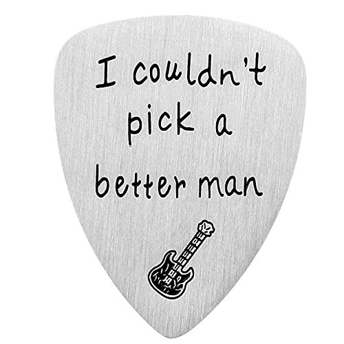 Book Cover Guitar Pick, I Couldn't Pick A Better Man, Anniversary Gift for Musician Guitar Player Husband Boyfriend Fiancé Dad Wedding Valentines Father's Day Christmas Gifts