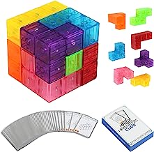 Wtohobby Magnetic Soma Cube Block- Educational Magnetic Tiles for Kids Stress Relief Toy Puzzle Cubes to Develops Intelligence, Ideal for Birthday Gifts (Crystal)
