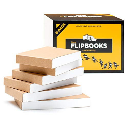 Blank Flipbooks (Flip Book) for Animation, Sketching, and Cartoon Creation, 6 Pack, 4.5â€ x 2.5â€, 180 Pages (90 Sheets), Thick, No Bleed Drawing Paper with Sewn Binding, Fun Creative Craft for Kid