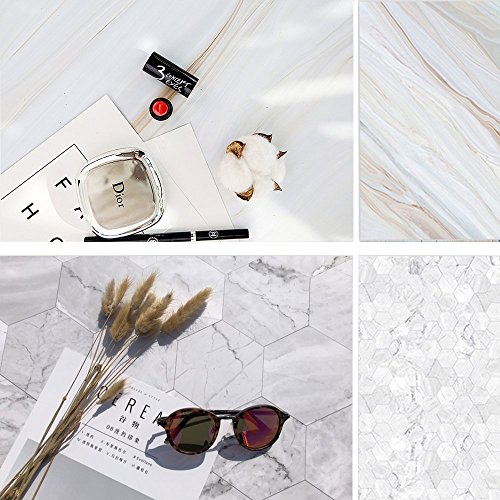 Evanto 22x35 Inch (56x88cm) 2-in-1 Cracked Marble Background Flat Lay Seamless Photo Backdrop Paper for Food, Jewelry, Cosmetics Tabletop Photography