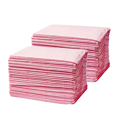 Vakly Pink Disposable Dental Bibs - Waterproof Patient Napkin 13'' x 18" Professional Towels for Dentist, Nail, Tattoo and Piercing - 3 Layers 2-Ply Tissue with Poly Backing - Pink [Pack of 125]